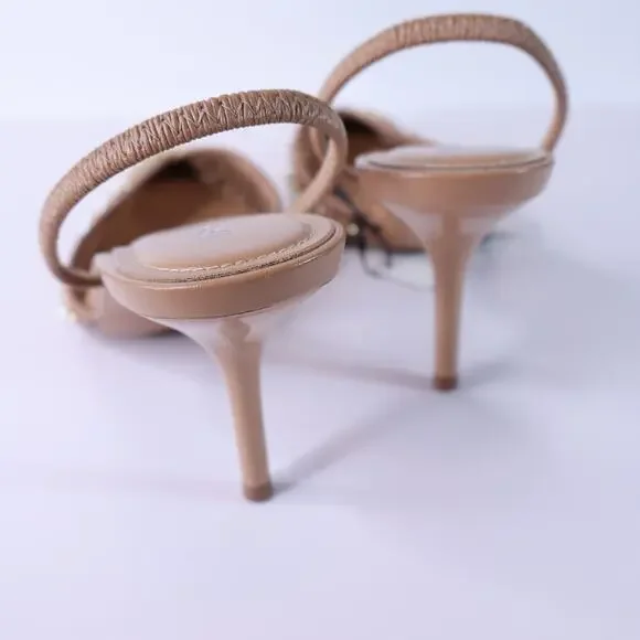 ZARA NWT Mesh Beaded Slingback Heel Light Brown Women's 38/US 7.5 - Picture 4 of 8